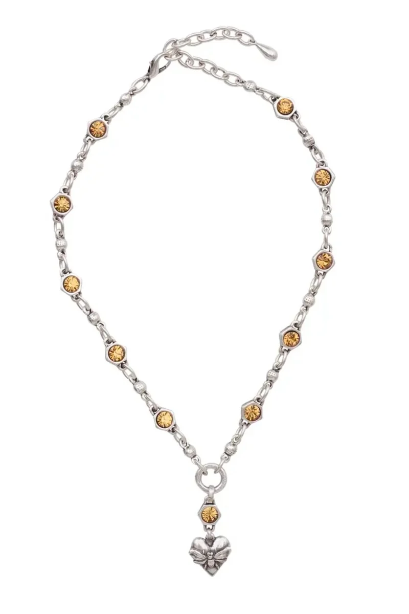 Chanour Heart & Bee Pewter Necklace Style 3809