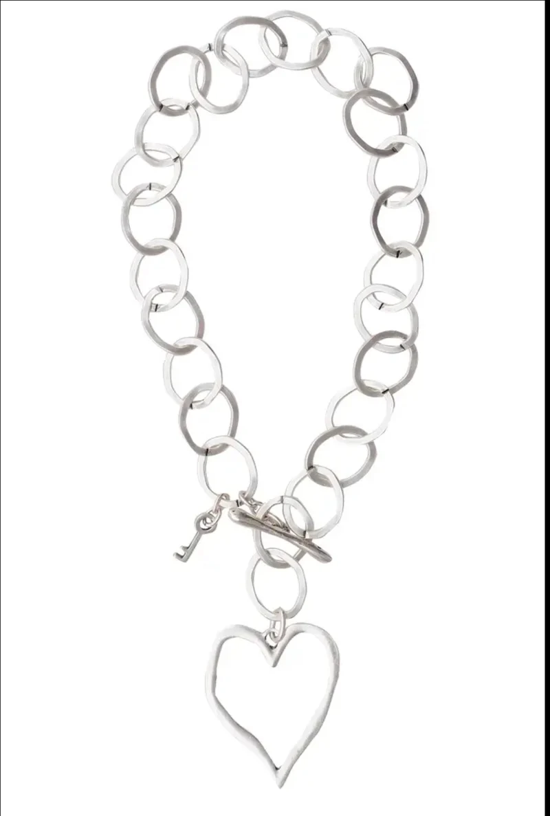 Chanour Handmade Heart Pewter Necklace Style 3860