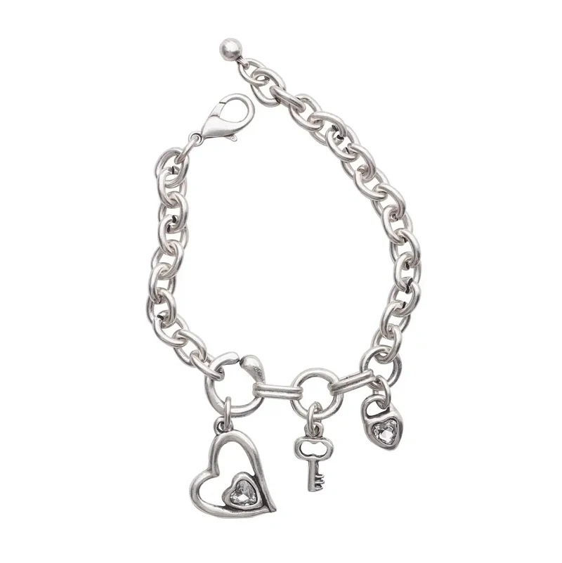 Chanour Handmade Heart Crystal Pewter Bracelet Style 2924