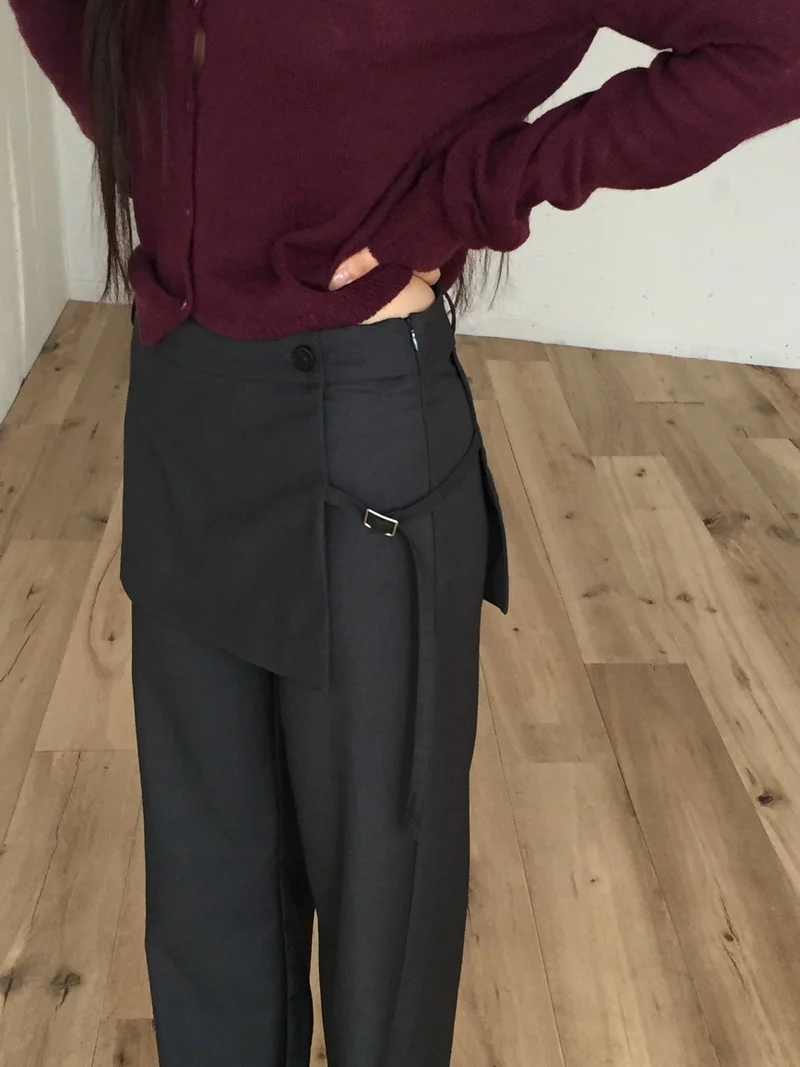Lovemoment Wide Leg Slacks with Buckle