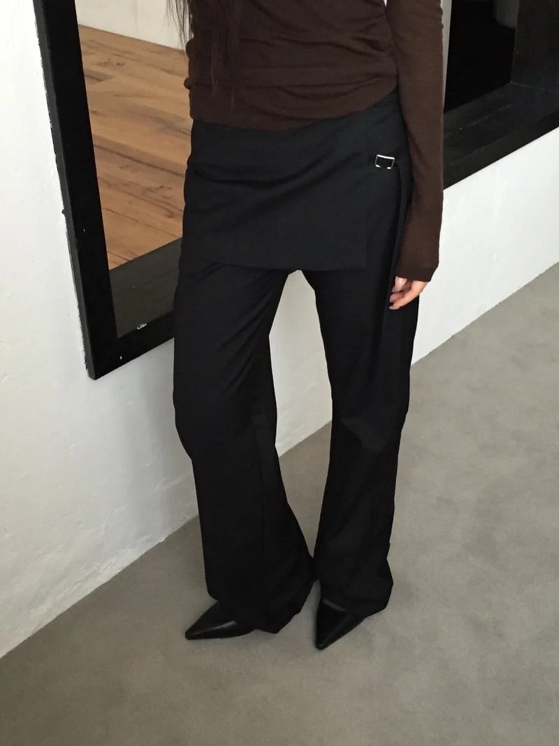 Lovemoment Wide Leg Slacks with Buckle