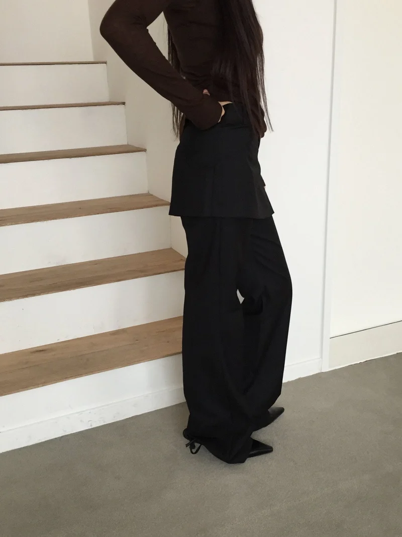 Lovemoment Wide Leg Slacks with Buckle