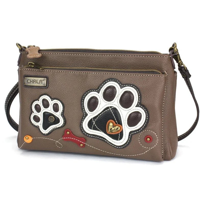 Chala Deluxe Crossbody Brown Paw Print