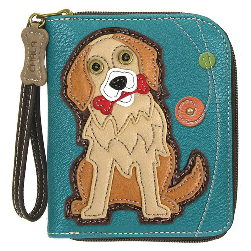 Chala Golden Retriever Zip Around Wallet