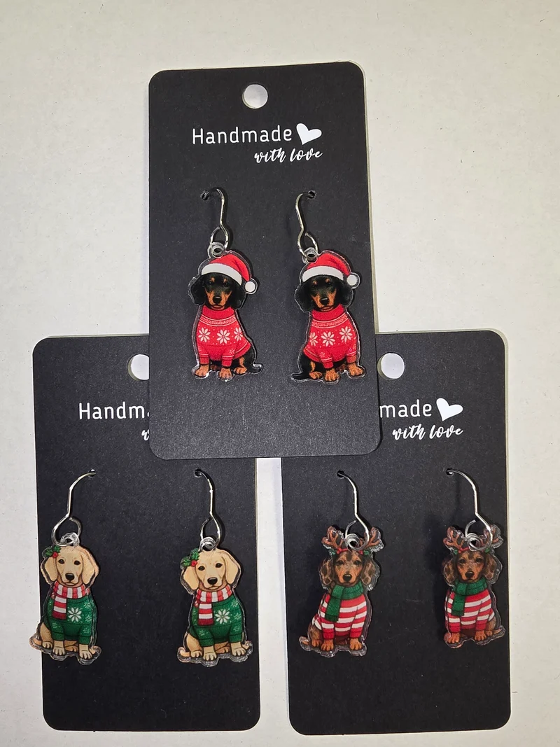 1042 His Spirit Creations Christmas Dog Earrings