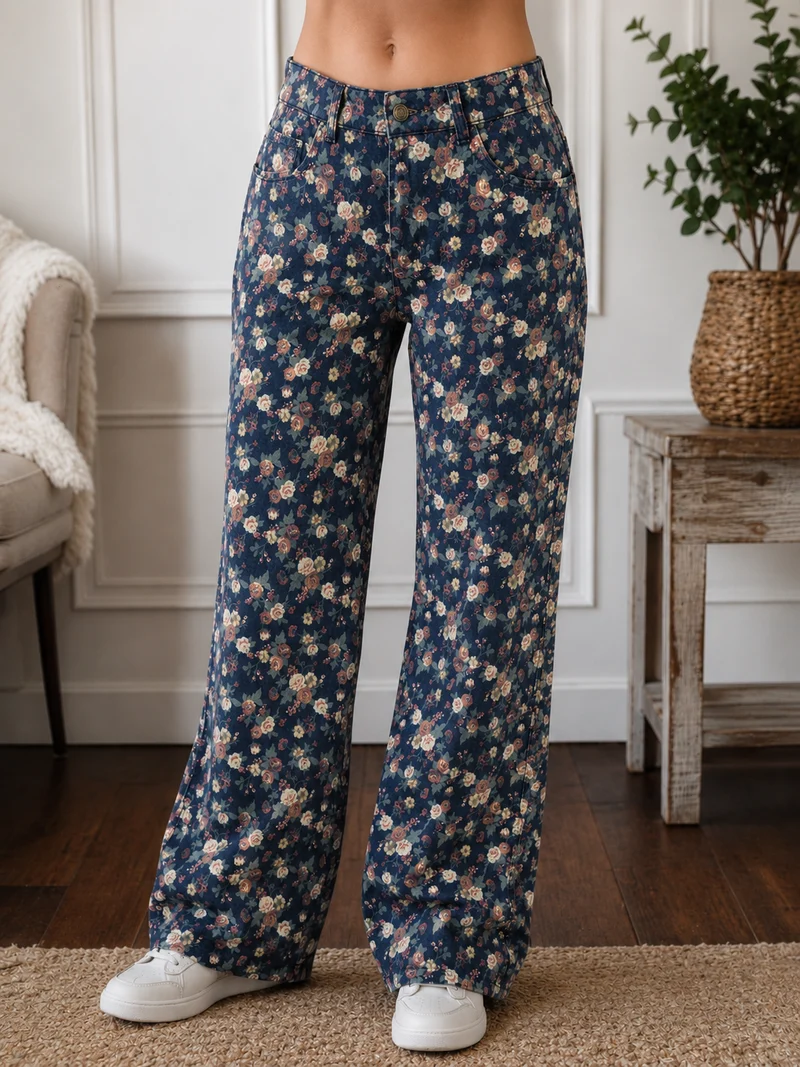 Simply Southern Floral Denim Pant