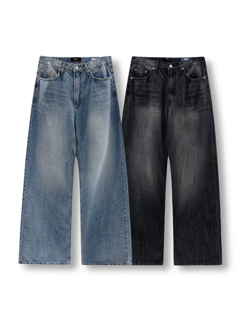 Nb.j Vintage Wash Wide Leg Denim Jeans