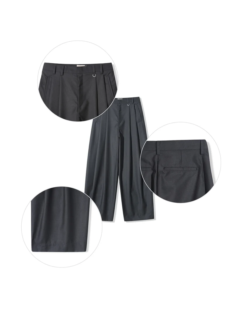 Act Double Pleat Wide Leg Slacks (Unisex)