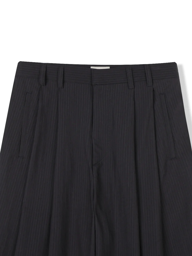 Act Pinstripe Double Pleat Wide Pants (Unisex)