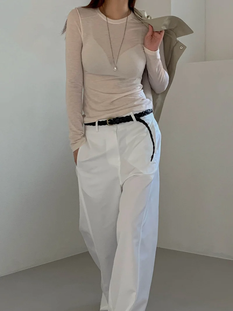 Moment Front and Back Seam Detail Wide Leg Pants