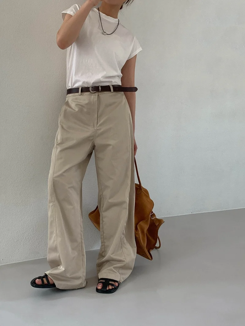 Moment Front and Back Seam Detail Wide Leg Pants