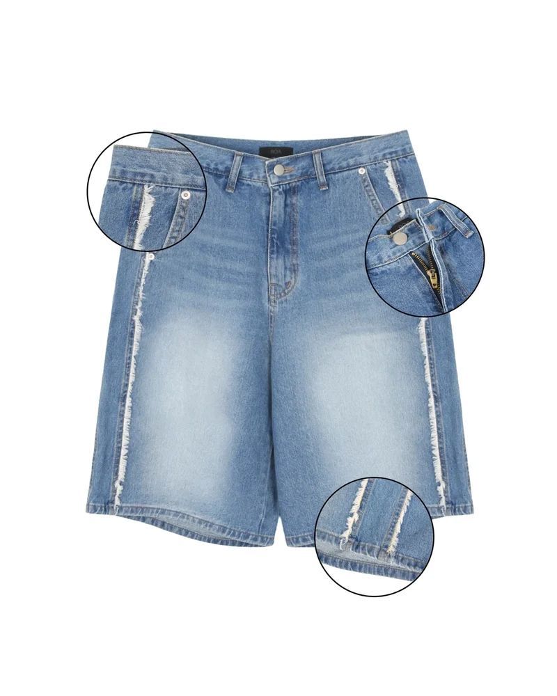 Roa Frayed Side Panel Denim Shorts