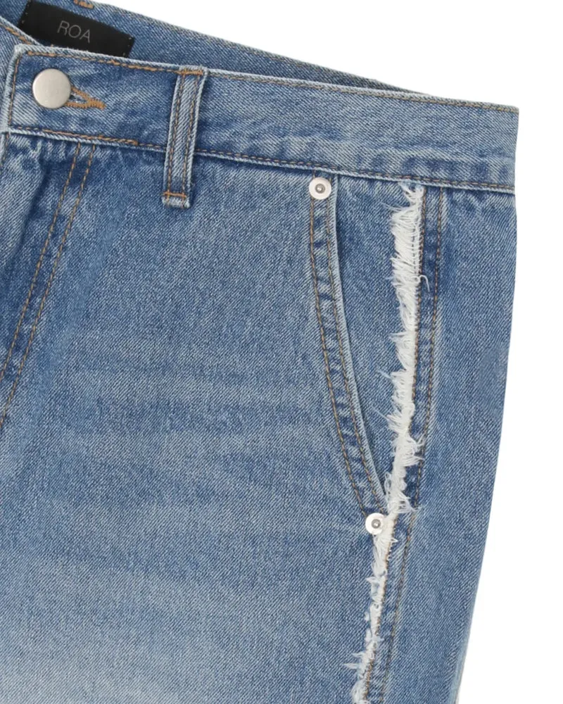Roa Frayed Side Panel Denim Shorts