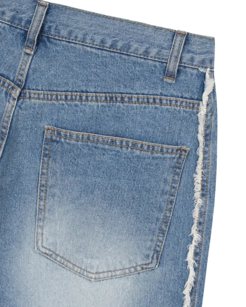 Roa Frayed Side Panel Denim Shorts