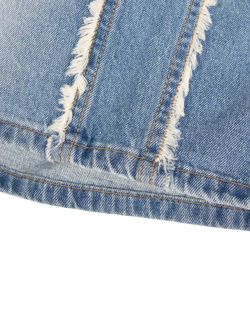 Roa Frayed Side Panel Denim Shorts