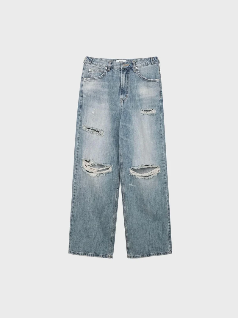 Reber Ripped Wide Leg Jeans
