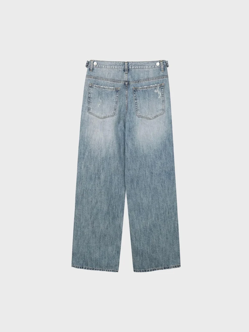 Reber Ripped Wide Leg Jeans