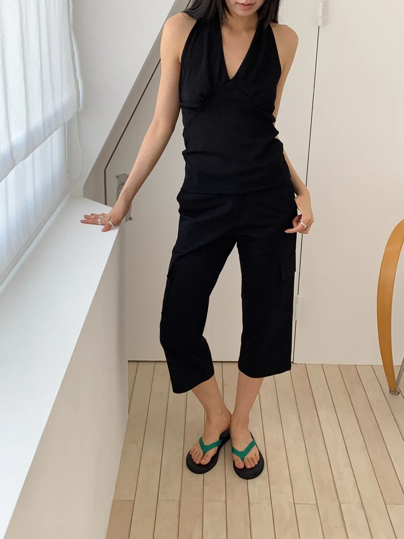 ViveL Cropped Capri Cargo Pants