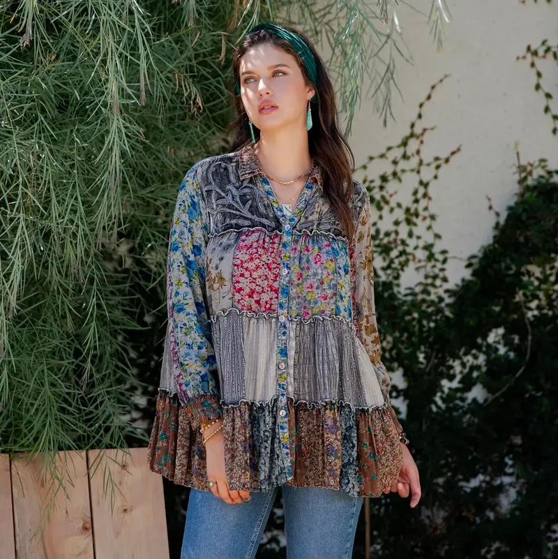 Young Threads Vintage-Style Distressed Knit Jhabla Top