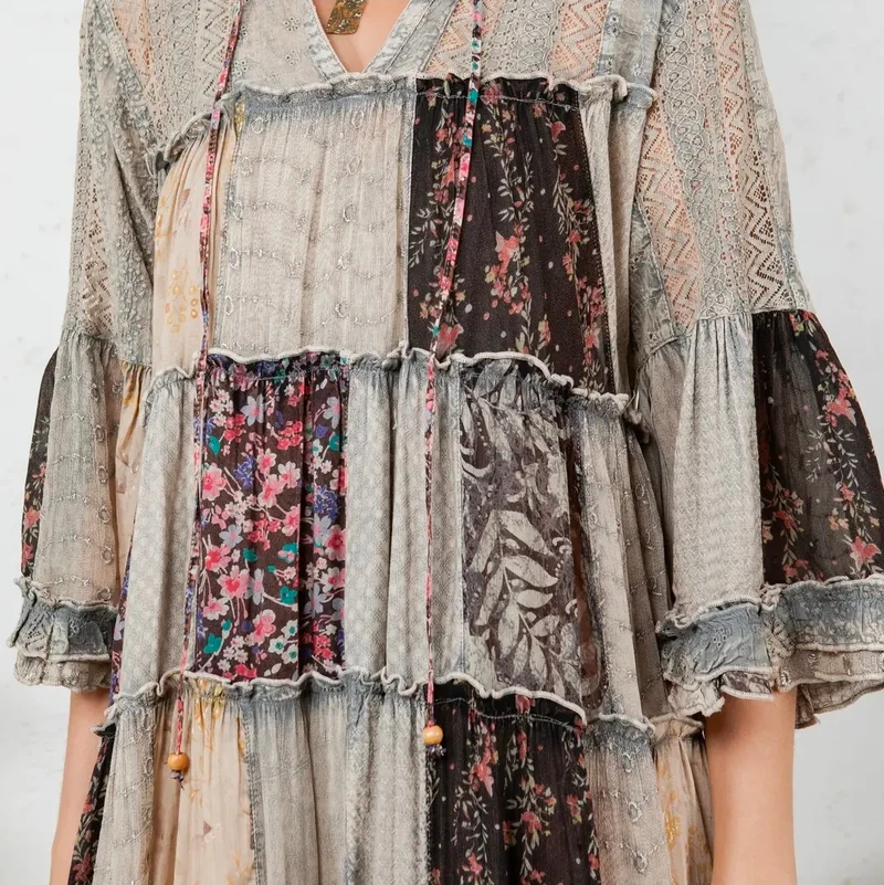 Young Threads Timeless Long Jhabla Dress in Latte