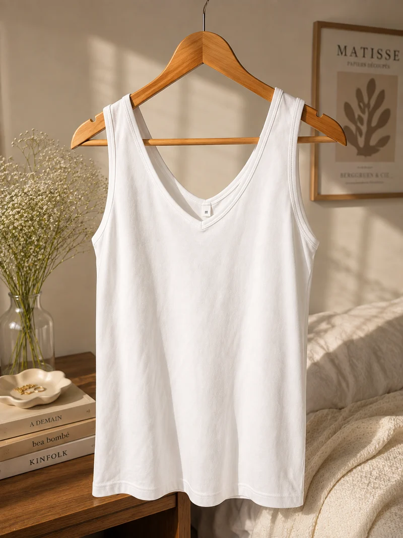 Eric Casual 2-in-1 White Reversible Tank