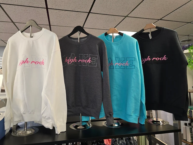 Sew Divine Bougie High Rock Lake Embroidered Sweatshirts