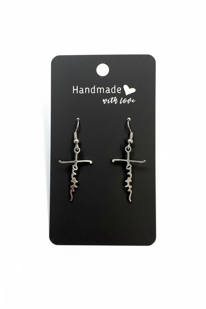 His Spirit Creations Faith Dangle Cross Earrings V# 1042
