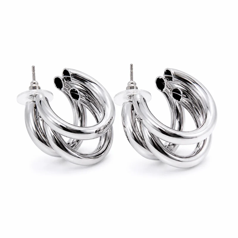 WM Jewelry 3 Hoop Design in Silver 1234