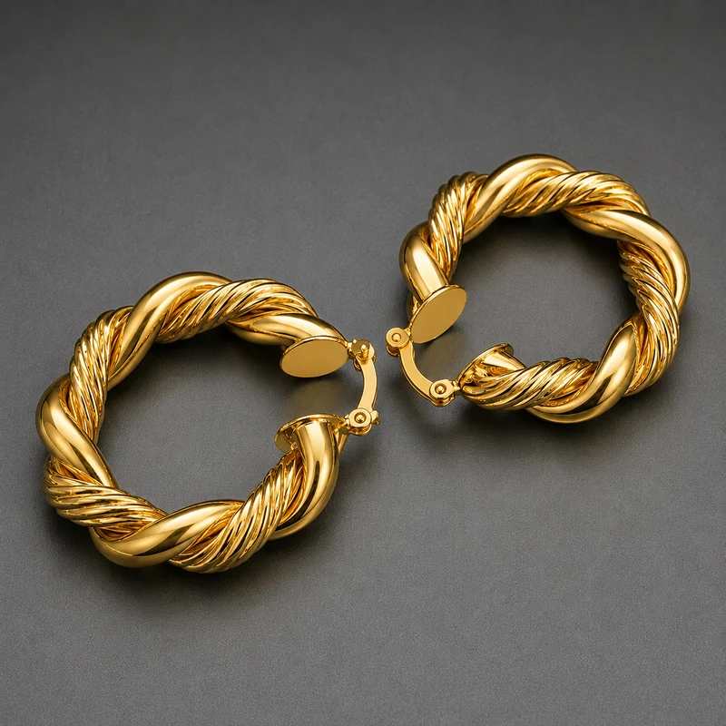 WM Jewelry Light Gold Rope Earrings 1234