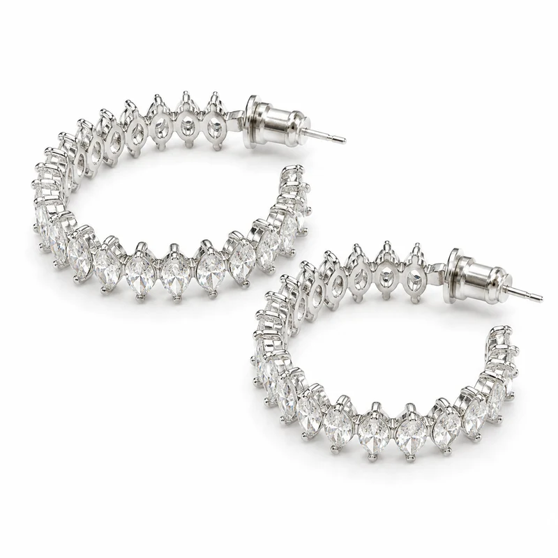 WM Jewelry Silver Marquis Hoops 1234