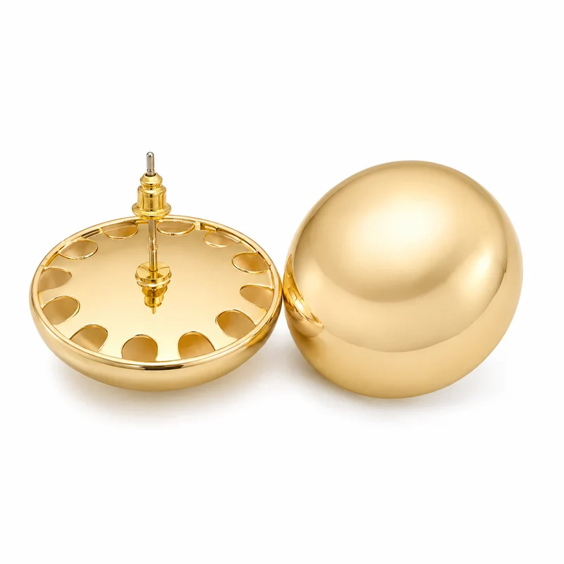 WM Jewelry Large Gold Ball Earrings 1234