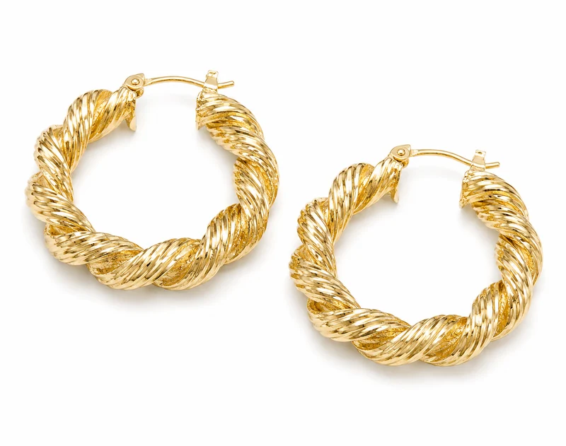 WM Jewelry Small Gold Roped Earrings 1234