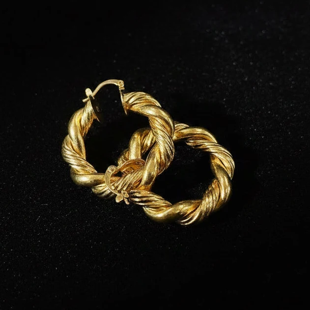 WM Jewelry Deep Gold Roped Earrings 1234
