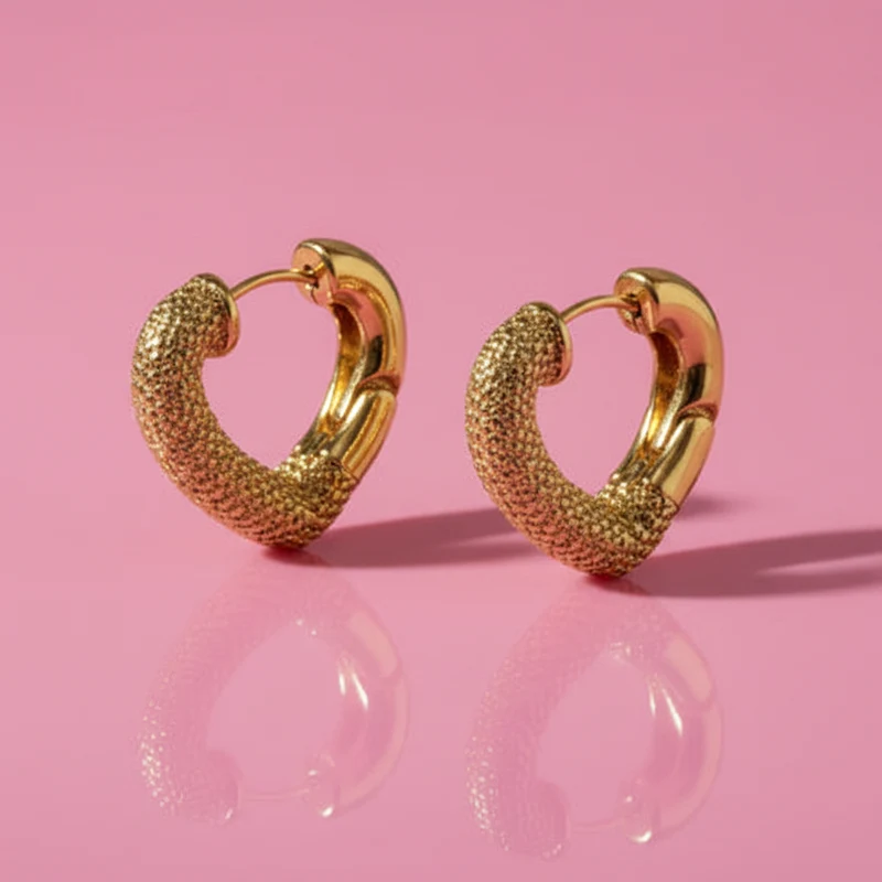 WM Jewelry Gold Heart Earrings 1234