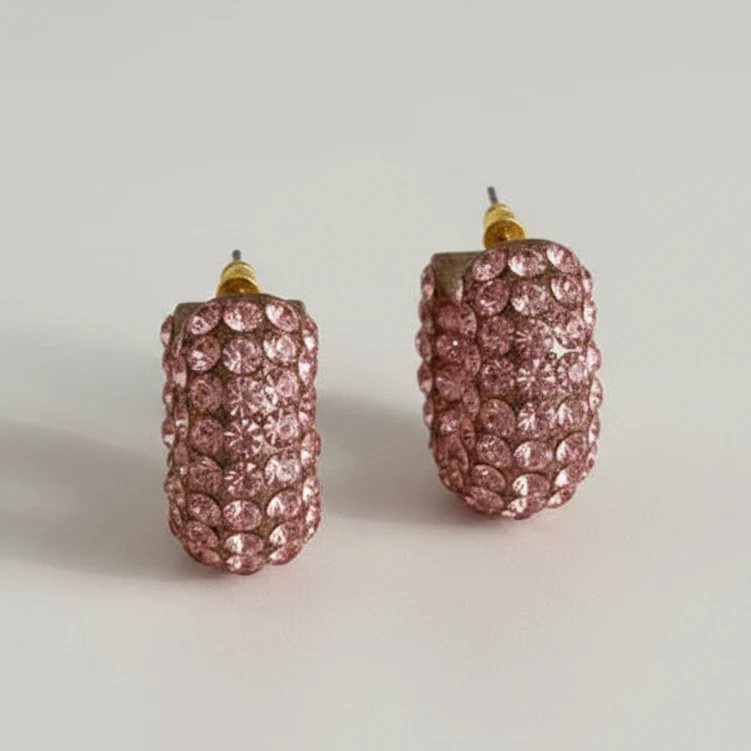 WM Jewelry Pink Moon Shaped Earrings 1234