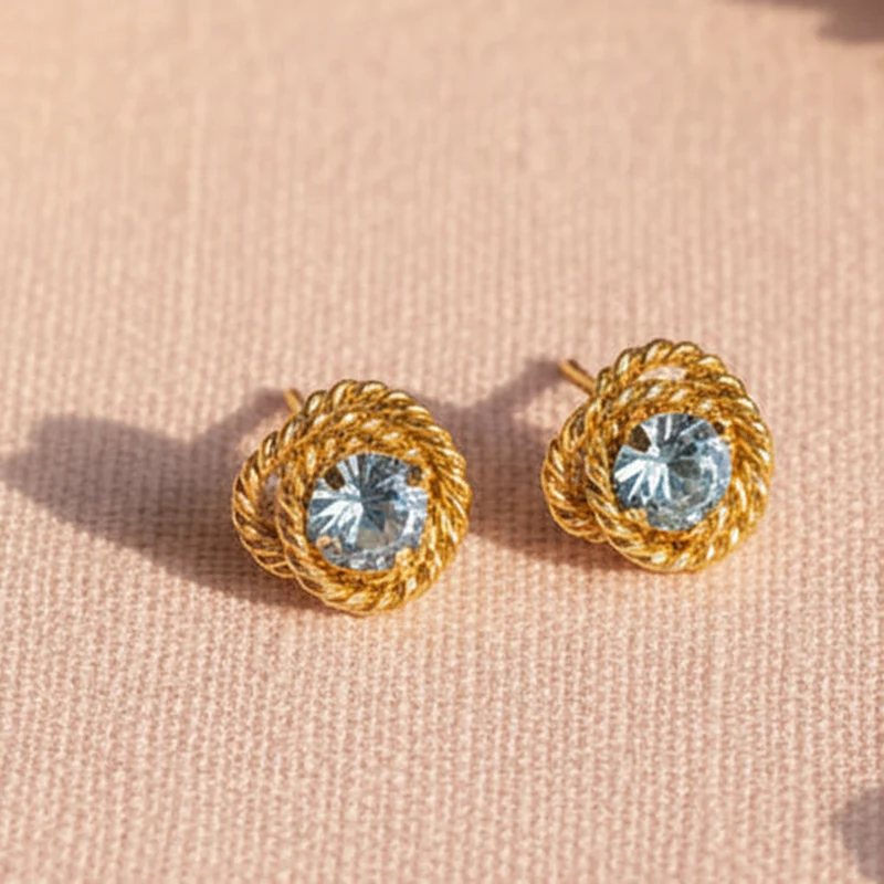 WM Jewelry Gold Rose Earrings 1234