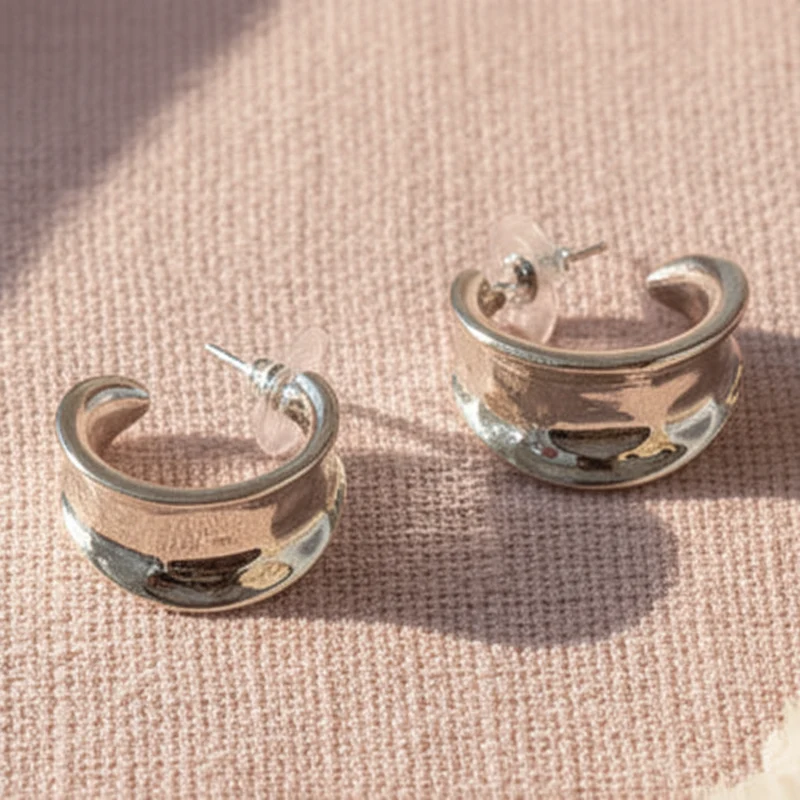 WM Jewelry Silver Hammered Hoops 1234