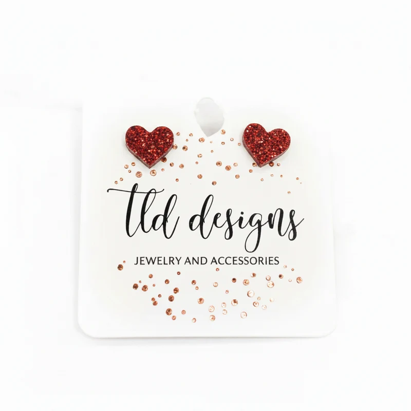 TLD Designs Red Sparkle Earrings