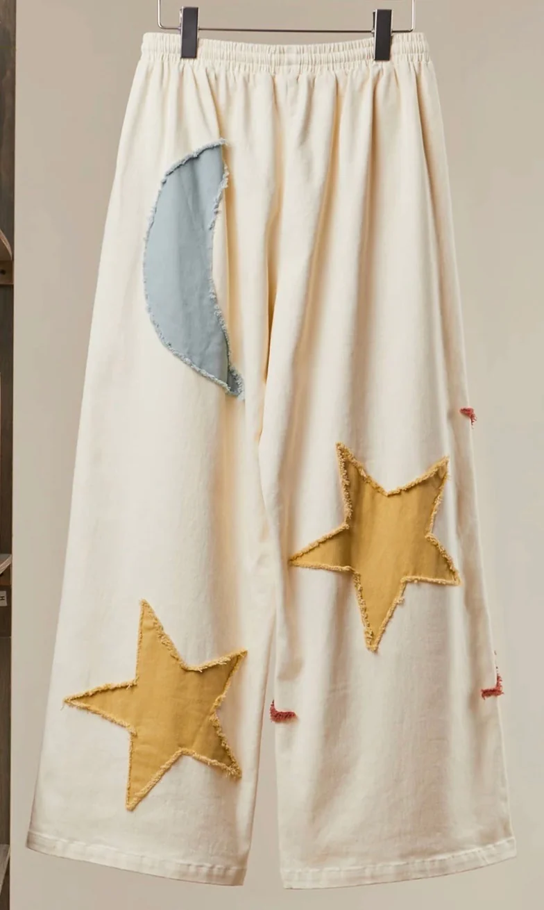 Mello Sun Moon Star Patch Wide Pants