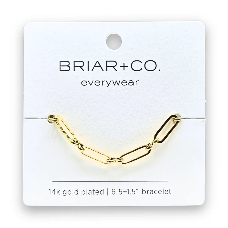 Briar+Co 14k Gold Plated 6.5+1.5” Paperclip Bracelet
