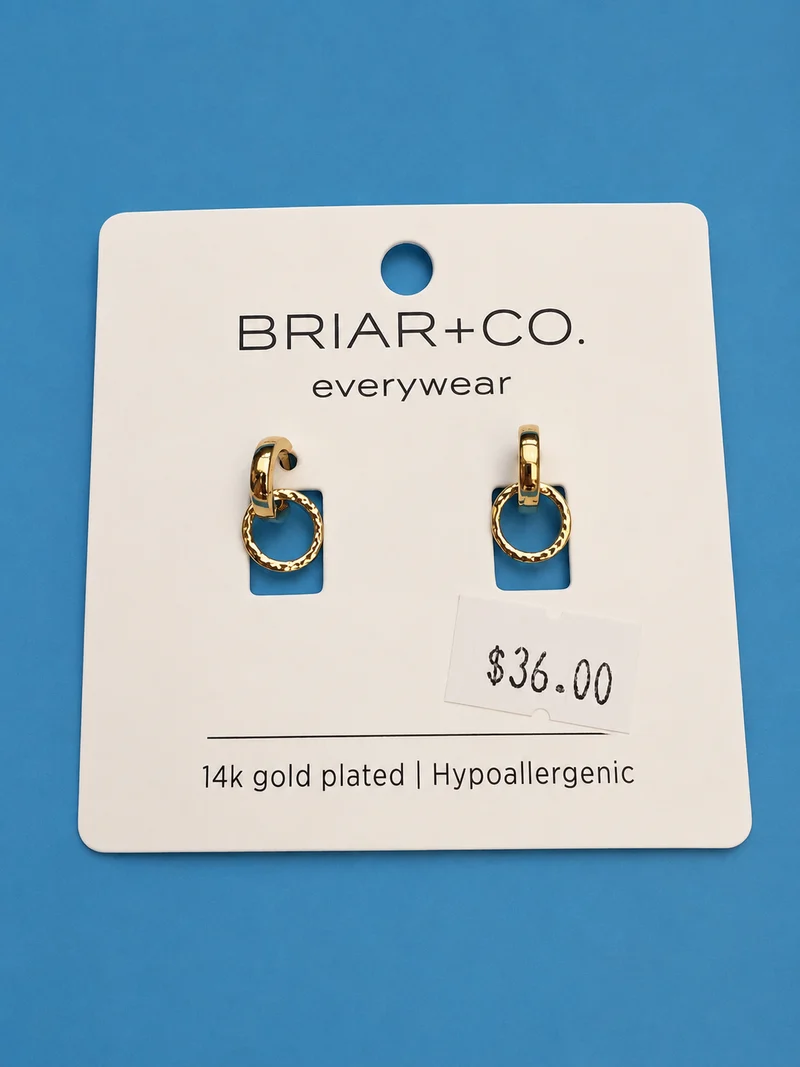 Briar+Co Hypoallergenic 14k Gold Plated Interlocking Huggie