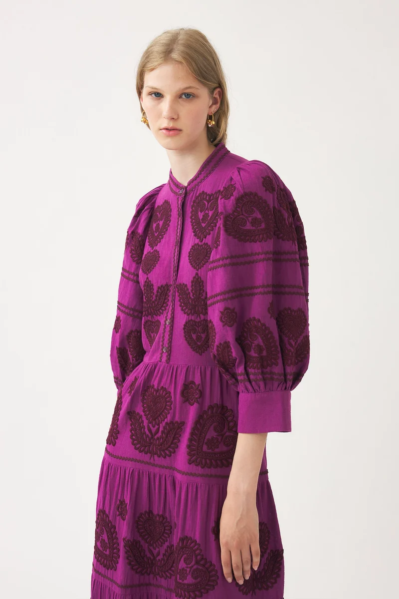 Robe longue avec broderie d'inspiration hongroise Rony