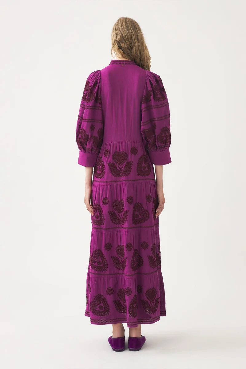 Robe longue avec broderie d'inspiration hongroise Rony