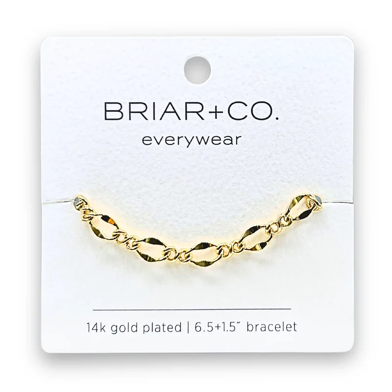 Briar+Co 14k Gold Plated 6.5+1.5” Twisted Oval Chain Bracelet