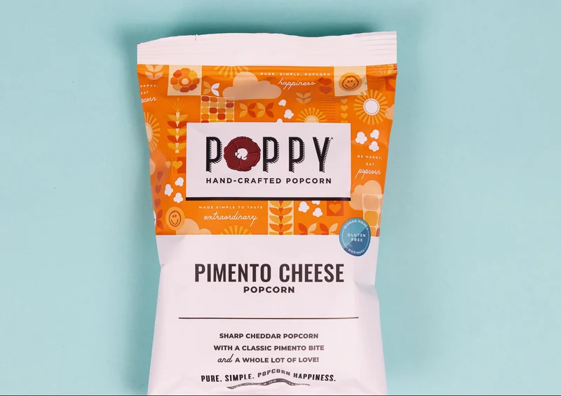 Poppy Hand-Crafted Popcorn Pimento Cheese Snack bag