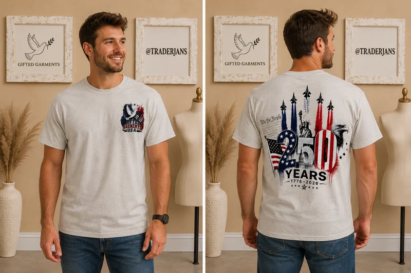 Gifted Garments 250 Years Eagle, Libery & Jets Ice Grey