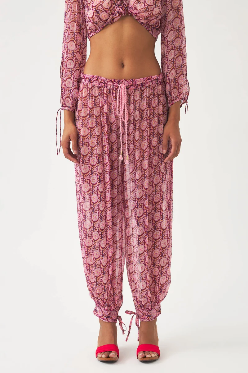 Pantalon sarouel en mousseline Cassy