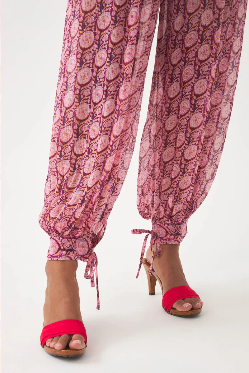 Pantalon sarouel en mousseline Cassy