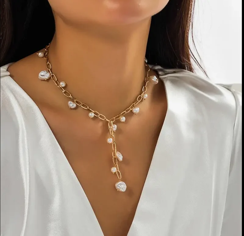 Josslyn Boho Pearl Station Necklace