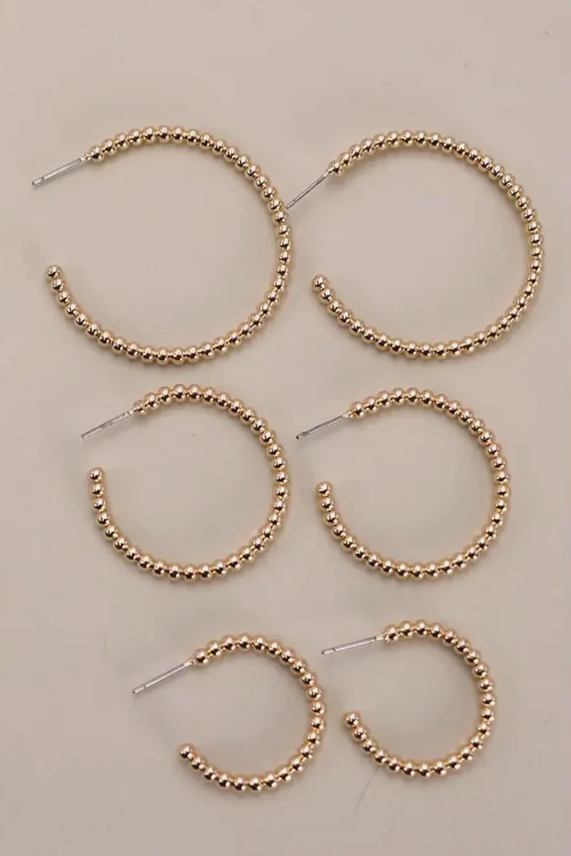 Josslyn Ball Hoop Trio In 3 Size Earrings Lead & Nickel Compliant